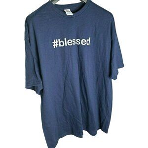 Men Comfortable Cotton #Blessed Blue 2XL T Shirt Delta Pro Weight Crew Neck